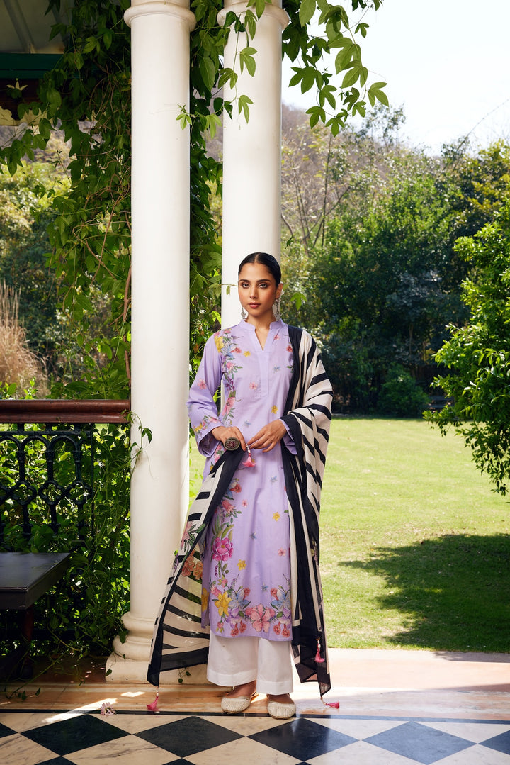 Gulzaar Lavender Floral Kurta Set of 3