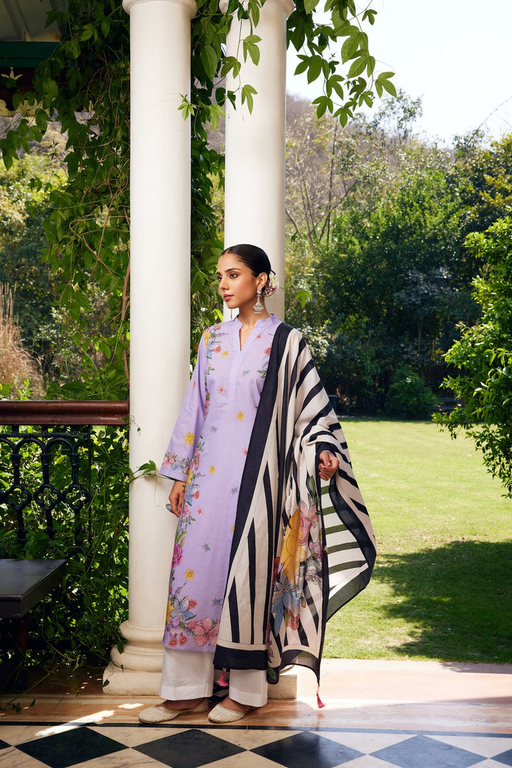Gulzaar Lavender Floral Kurta Set of 3