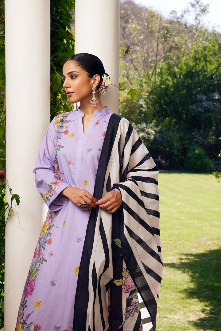 Gulzaar Lavender Floral Kurta Set of 3