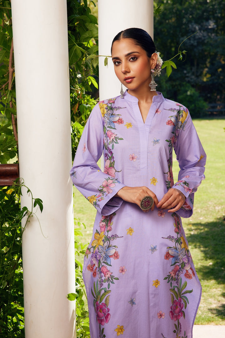 Gulzaar Lavender Floral Kurta Set of 3