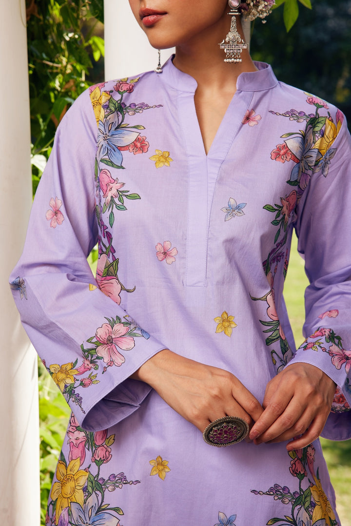 Gulzaar Lavender Floral Kurta Set of 3