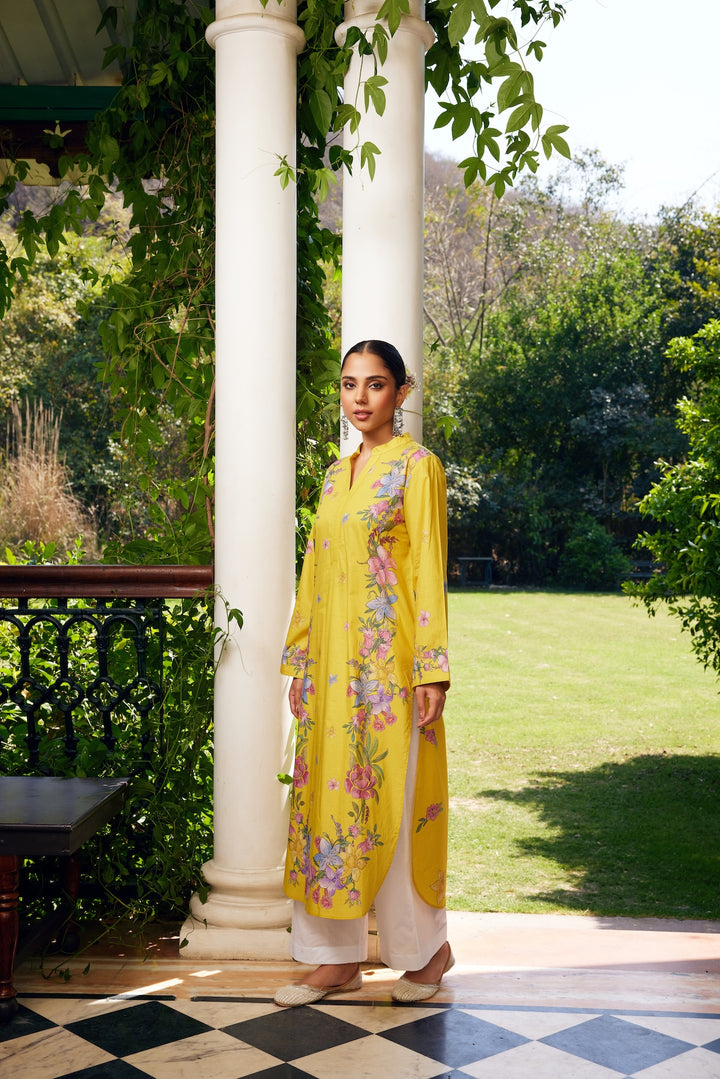 Gulzaar Yellow Floral Kurta Set of 3