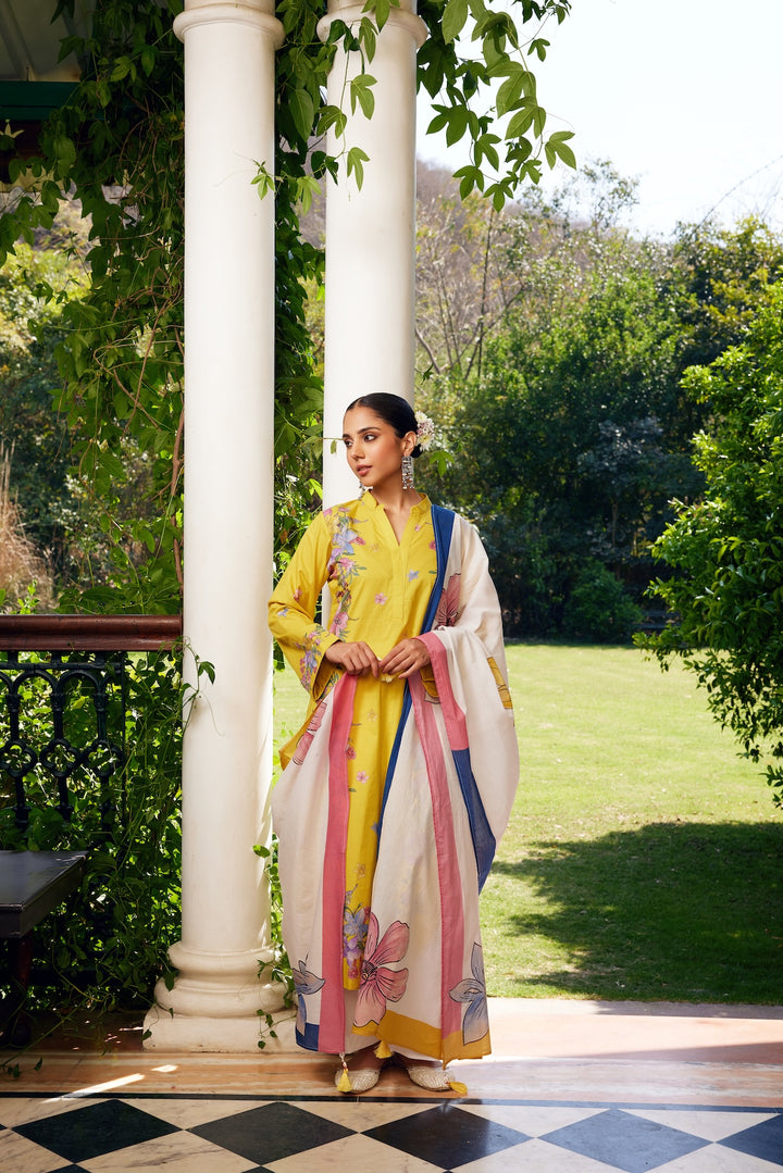 Gulzaar Yellow Floral Kurta Set of 3