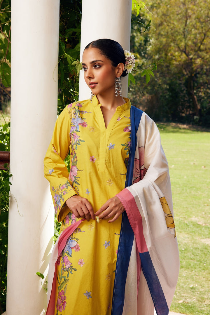 Gulzaar Yellow Floral Kurta Set of 3