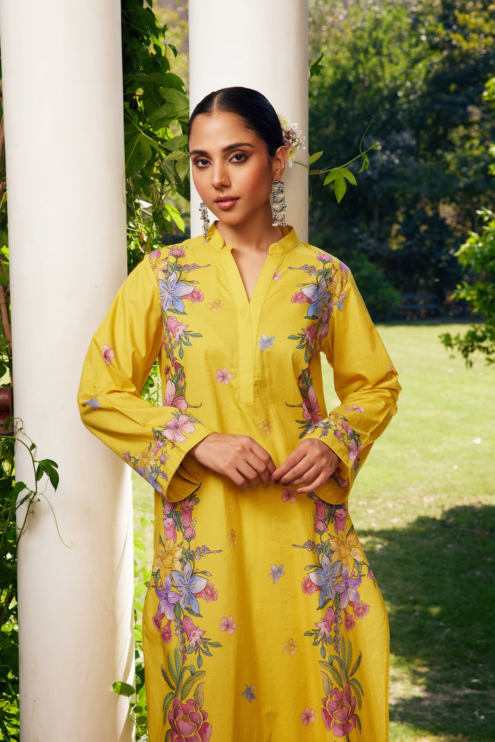 Gulzaar Yellow Floral Kurta Set of 3