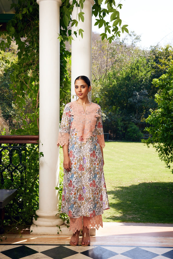 Gulzaar White Printed Kurta Set of 3