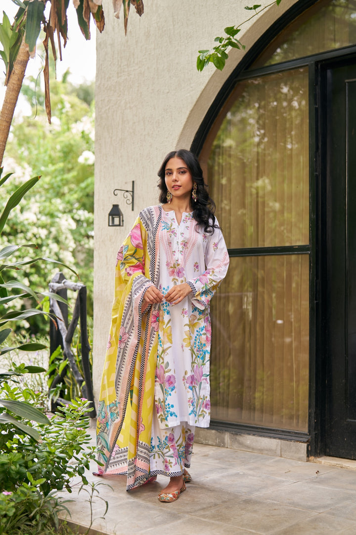 Dhwani White Yellow Kurta Set of 3