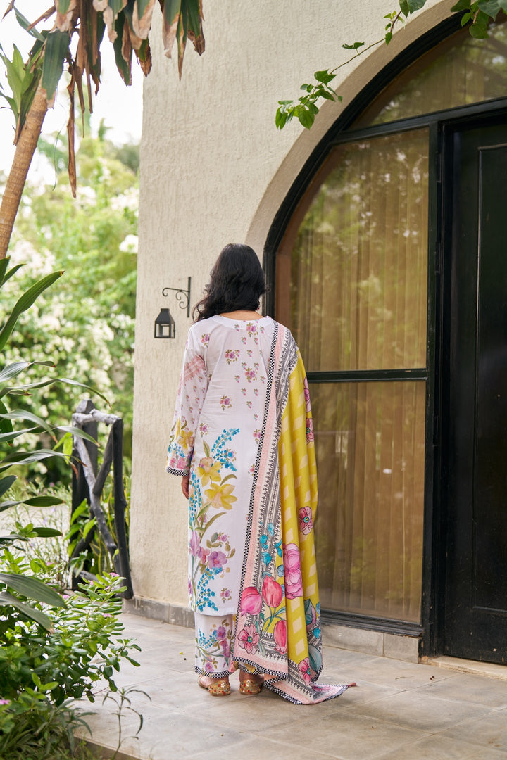 Dhwani White Yellow Kurta Set of 3