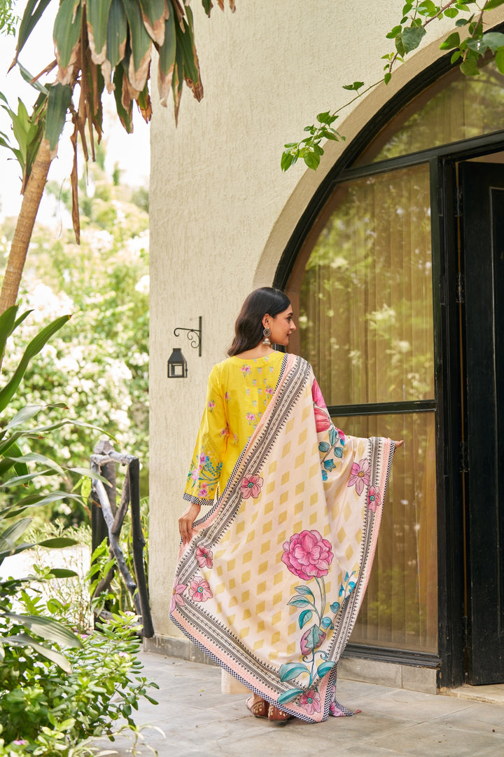 Dhwani Yellow Off-White Kurta Set of 3