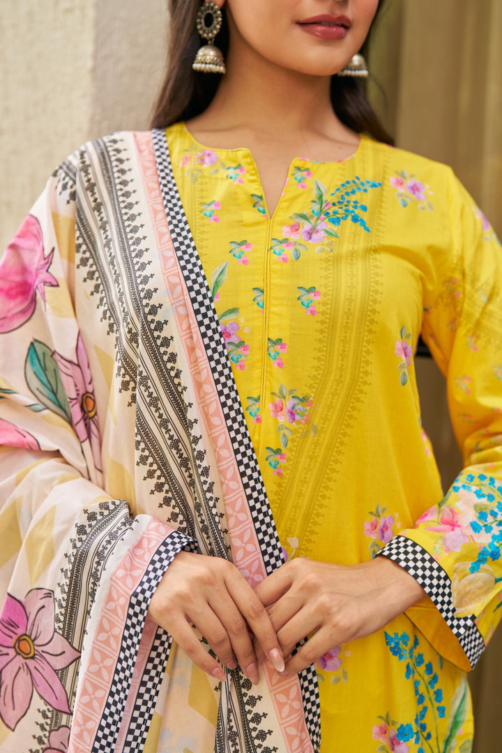 Dhwani Yellow Off-White Kurta Set of 3