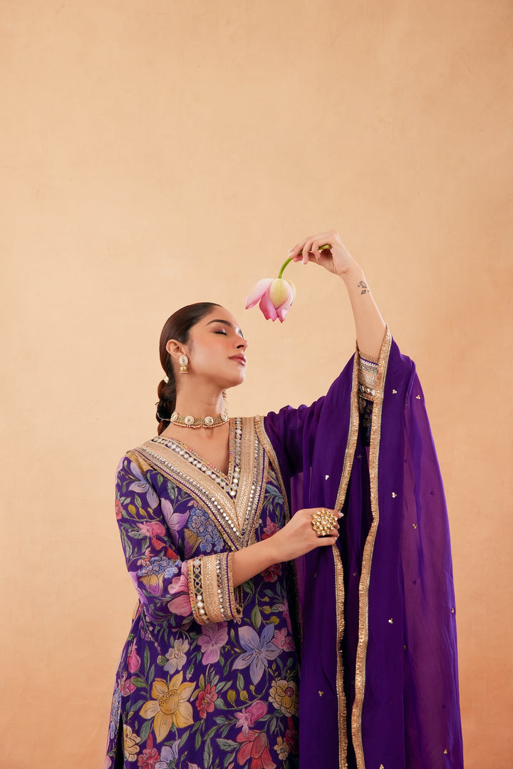 Ishq Purple Aline Kurta Set of 3