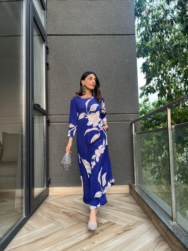 Mehak Jain in Jasmine Blue Long Kurta - Set of 2