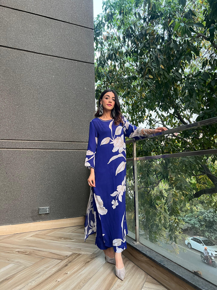 Mehak Jain in Jasmine Blue Long Kurta - Set of 2