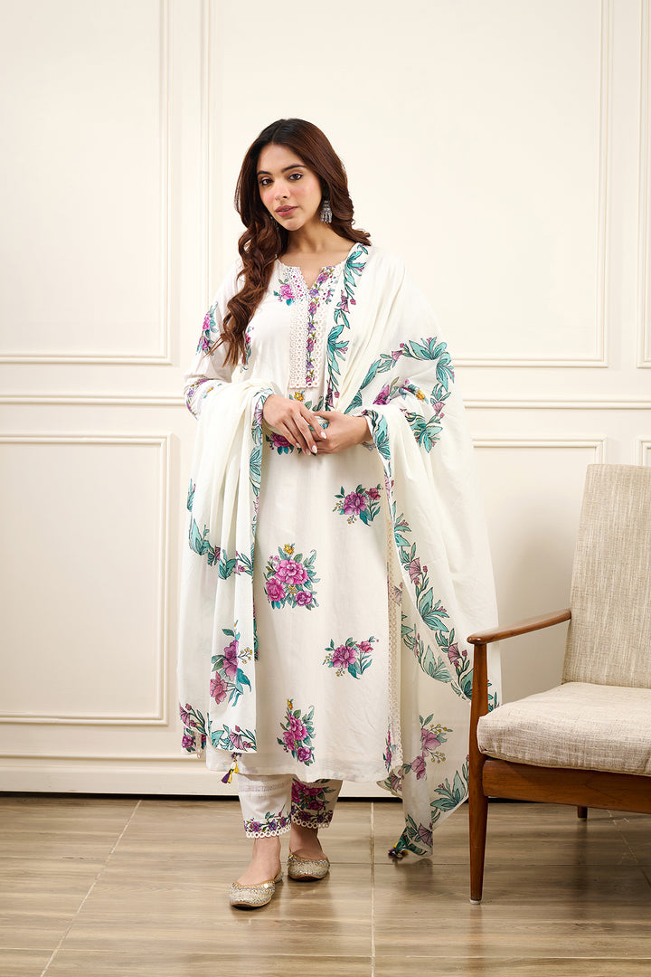Gul-Boota Straight KURTA WITH SALWAR AND DUPATTA- SET OF 3