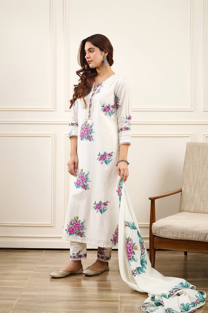 Gul-Boota Straight KURTA WITH SALWAR AND DUPATTA- SET OF 3