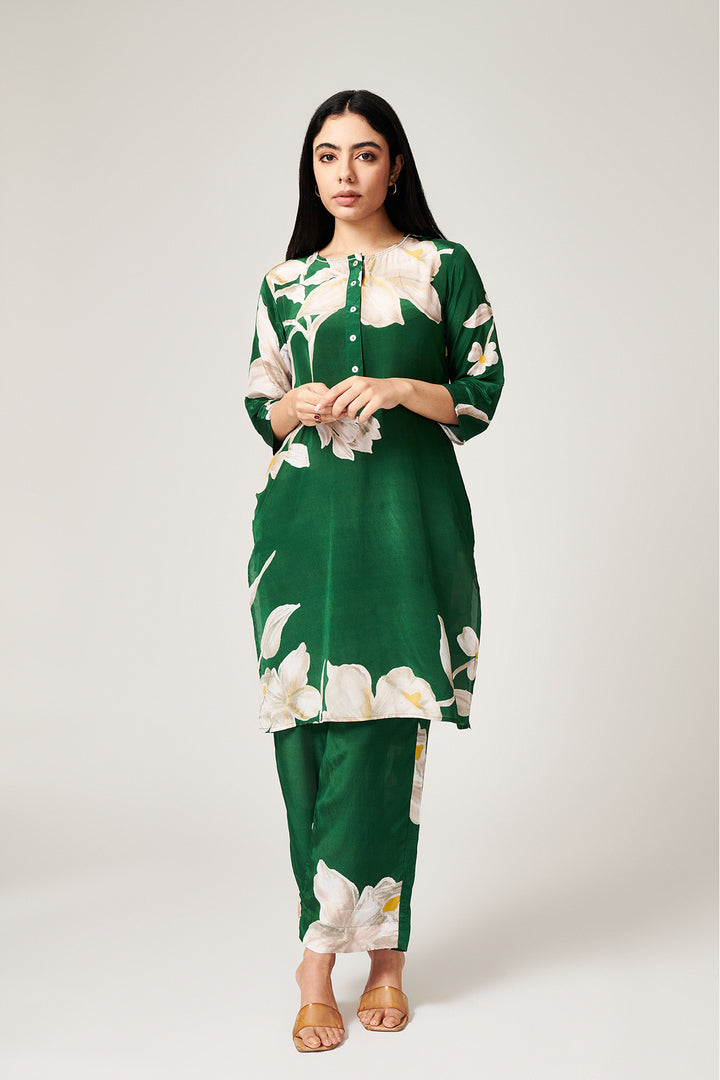Jasmine Green Short Kurta - Set of 2