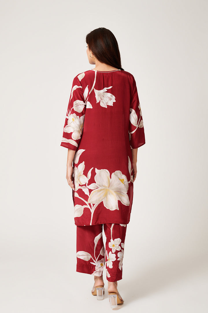 Jasmine Red Short Kurta - Set of 2