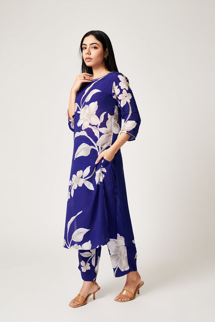 Jasmine Blue Long Kurta - Set of 2