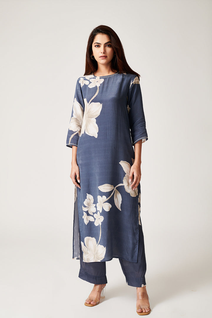 Jasmine Grey Long Kurta - Set of 2