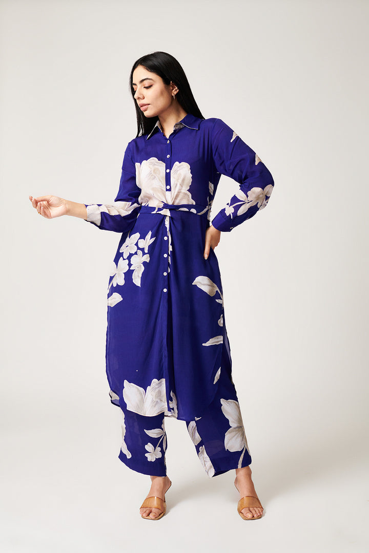 Jasmine Blue Wrap Kurta - Set of 2