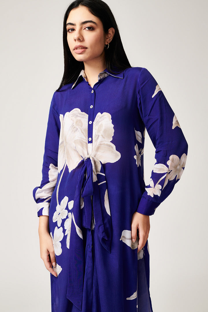 Jasmine Blue Wrap Kurta - Set of 2