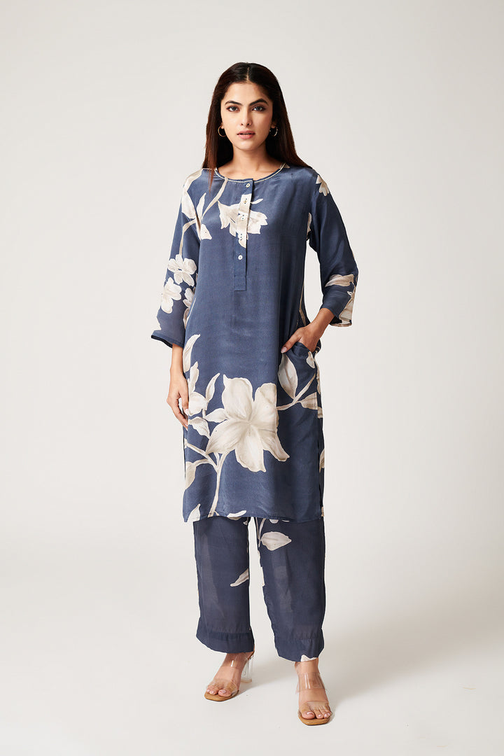 Jasmine Grey Short Kurta - Set of 2