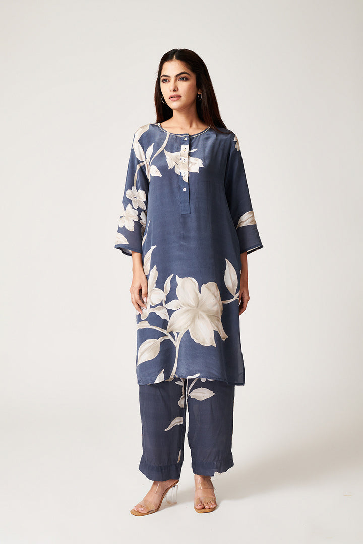 Jasmine Grey Short Kurta - Set of 2