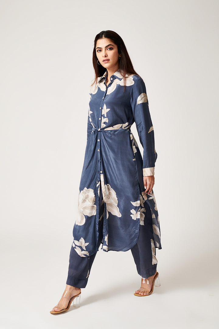 Jasmine Grey Wrap Kurta - Set of 2