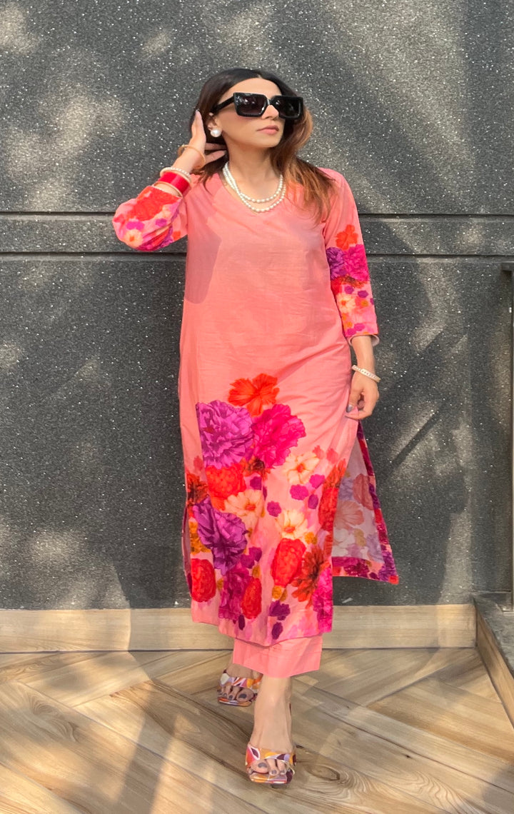 Mehak Jain In Peach Blossom Kurta Palazo Set of 3