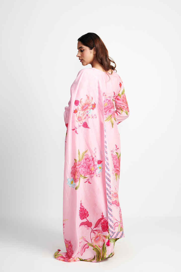 Floral Fiesta Blush Pink EMBROIDERED KURTA SET of 3