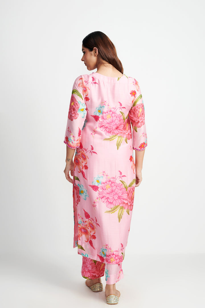 Floral Fiesta Blush Pink EMBROIDERED KURTA SET of 3