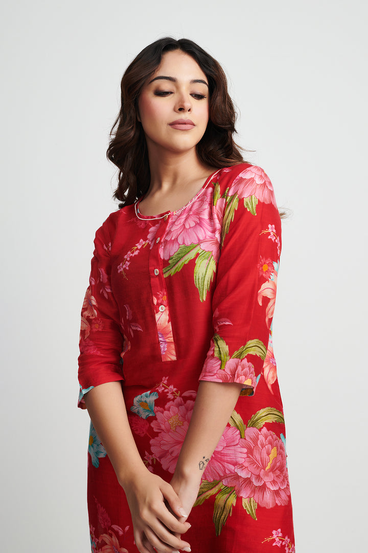 Red Floral Fiesta Kurta Set of 2
