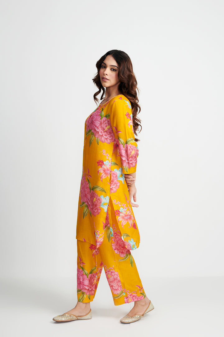 Orange Floral Fiesta Kurta Set of 2