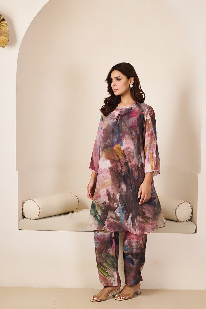 Feriha Pink Pintuck Kurta - Set of 2