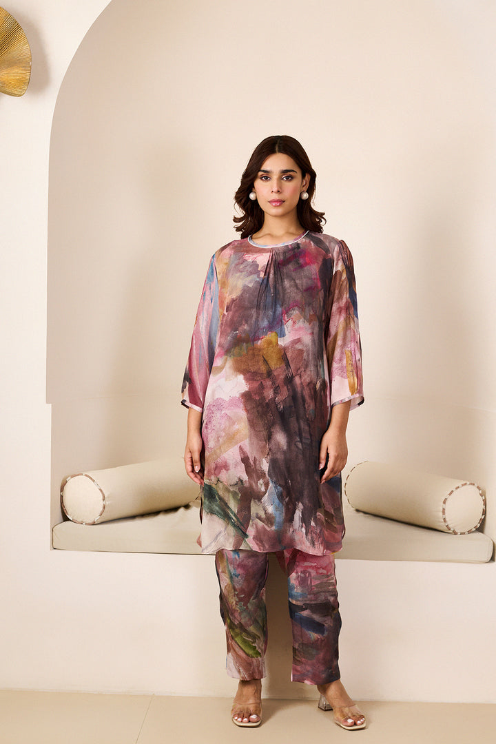 Feriha Pink Pintuck Kurta - Set of 2