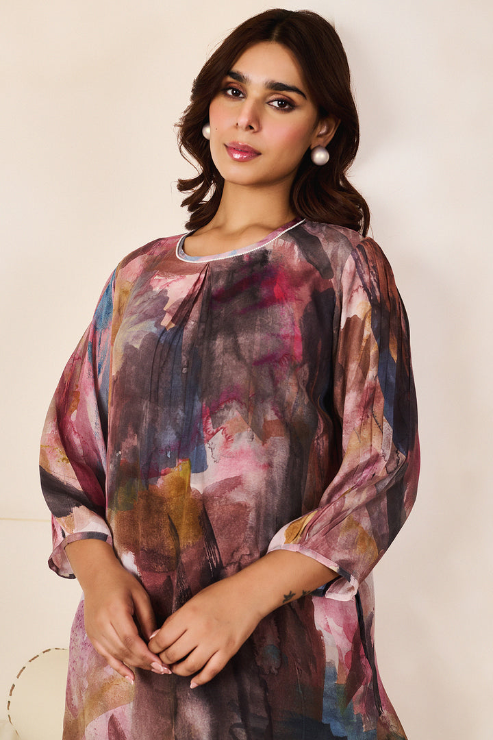 Feriha Pink Pintuck Kurta - Set of 2