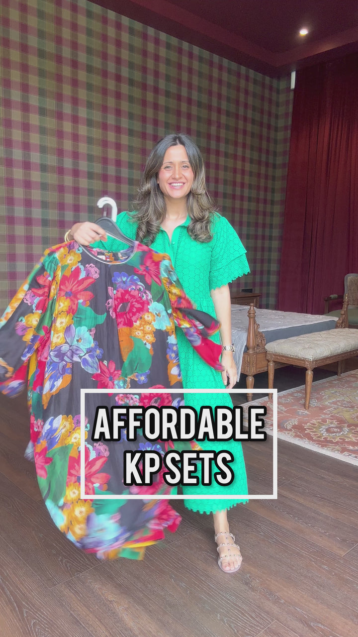 Mitali in Songs of Summer Black Pleated Kurta Set of 2