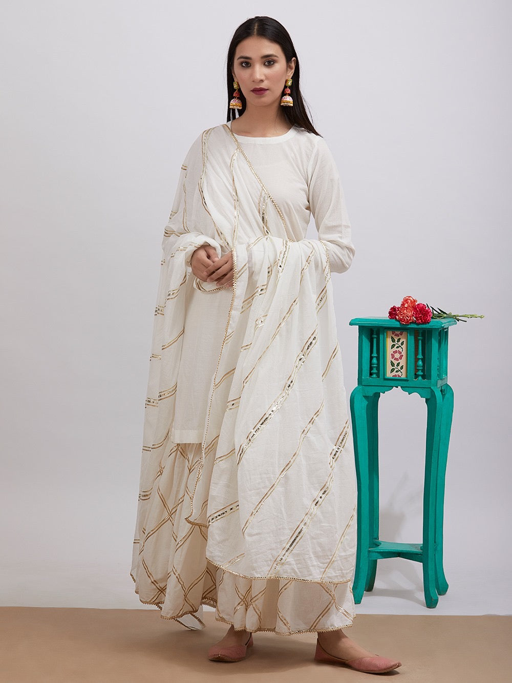 White gota sharara set of 3