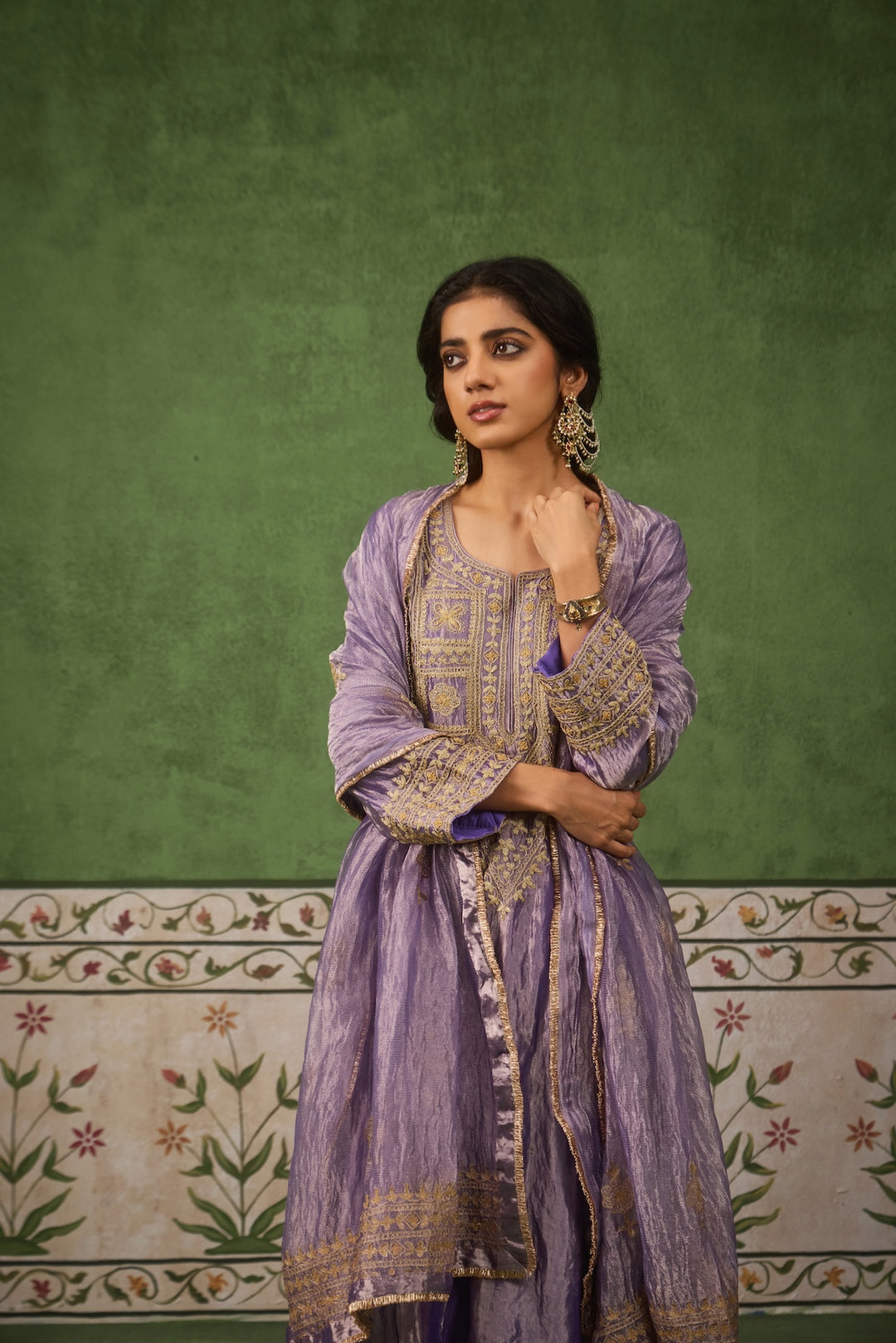 Reet Lilac Tissue Anarkali Kurta Set of 3