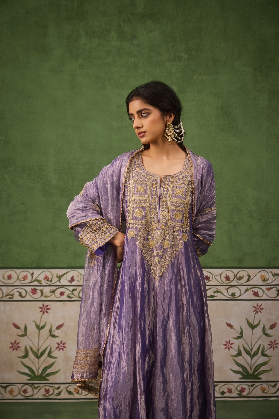 Reet Lilac Tissue Anarkali Kurta Set of 3