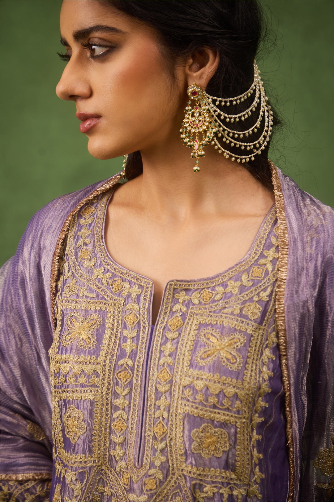 Reet Lilac Tissue Anarkali Kurta Set of 3