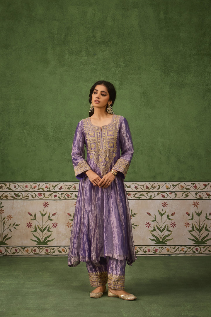 Reet Lilac Tissue Anarkali Kurta Set of 3