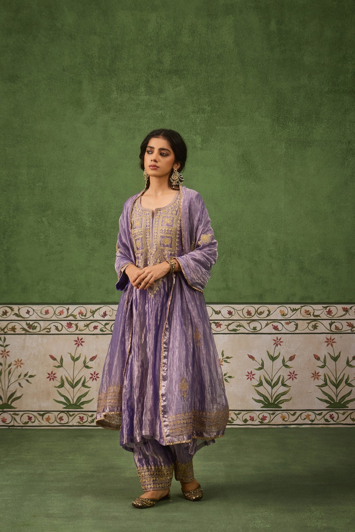 Reet Lilac Tissue Anarkali Kurta Set of 3