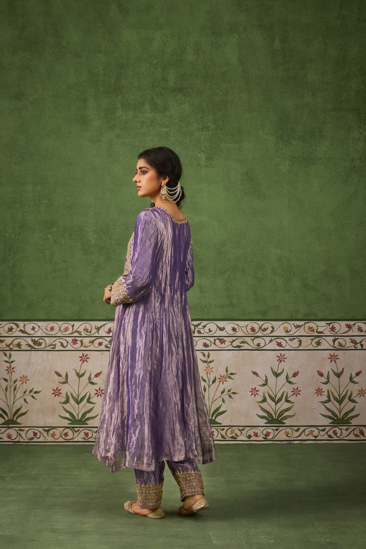 Reet Lilac Tissue Anarkali Kurta Set of 3