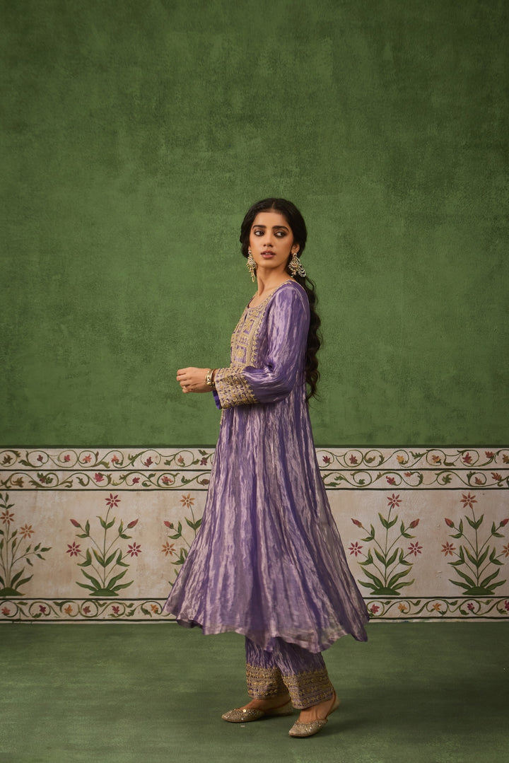 Reet Lilac Tissue Anarkali Kurta Set of 3
