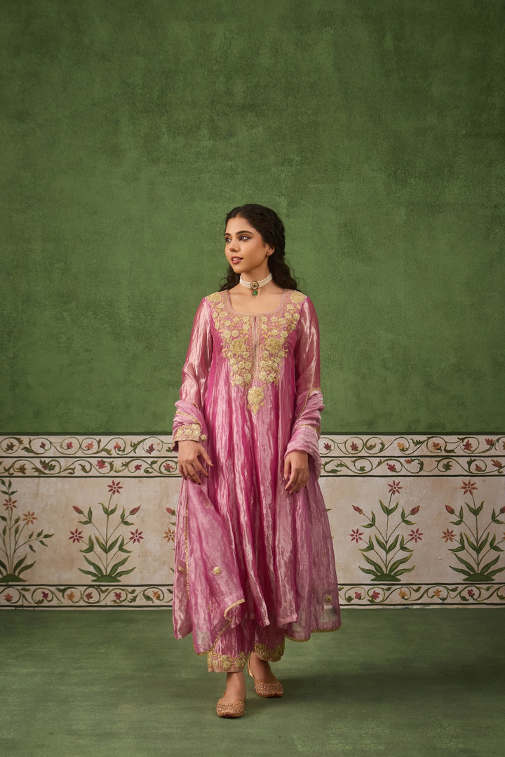 Reet Mauve Tissue Anarkali Kurta Set of 3