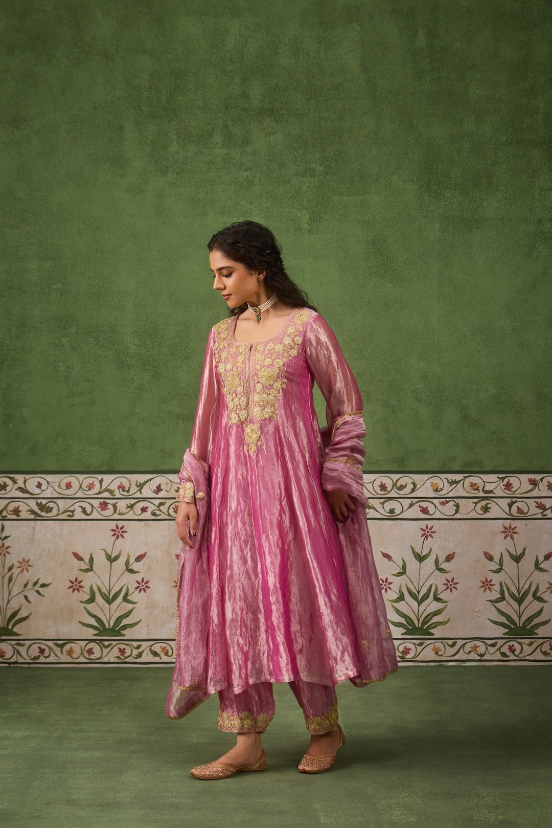 Reet Mauve Tissue Anarkali Kurta Set of 3