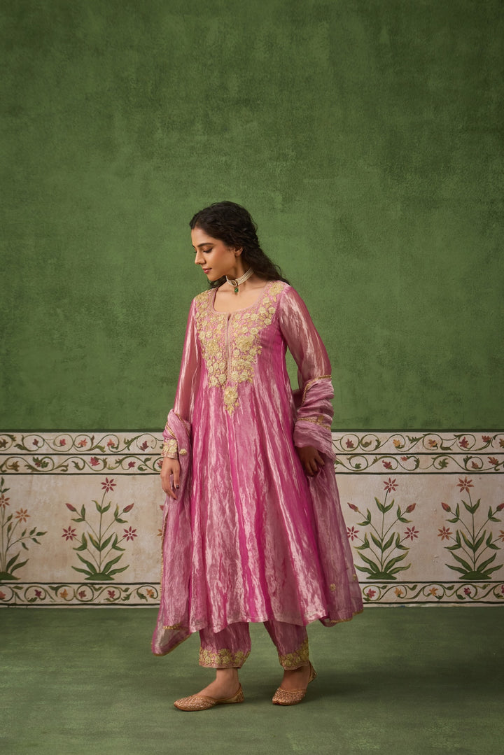 Reet Mauve Tissue Anarkali Kurta Set of 3