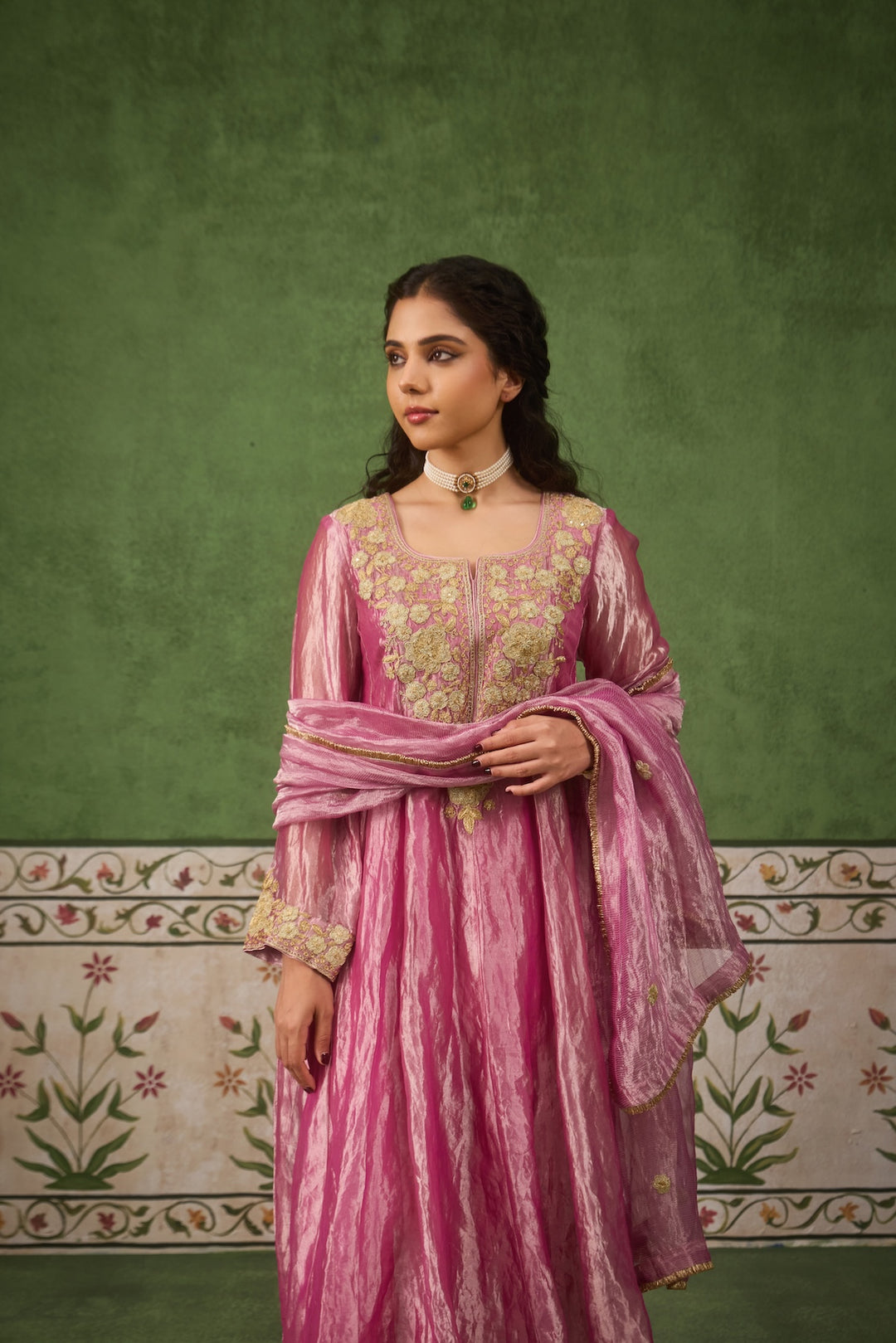 Reet Mauve Tissue Anarkali Kurta Set of 3