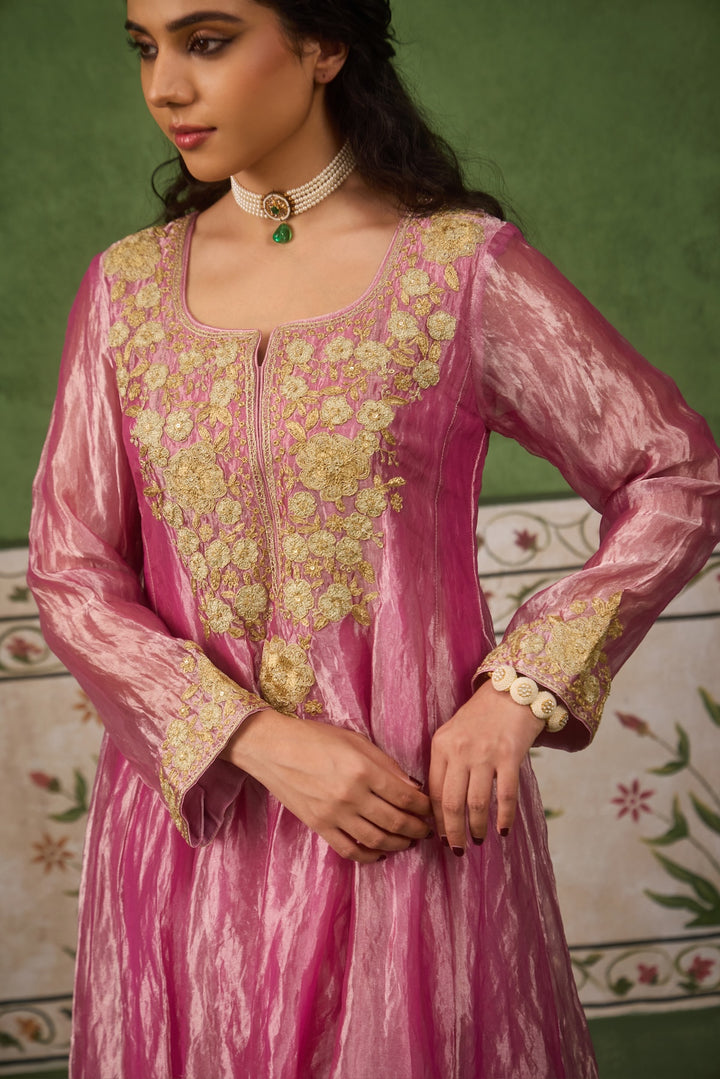 Reet Mauve Tissue Anarkali Kurta Set of 3